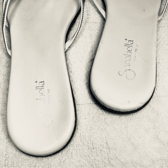 Sanabella Sandal White Silver Sequin Strap Flip Flop Italian Made size 8 US 38EU - Picture 4 of 15